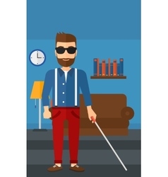 Blind man with stick Royalty Free Vector Image