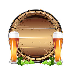 Old wooden barrel with beer Royalty Free Vector Image