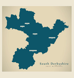 Modern map - derbyshire county with labels uk Vector Image