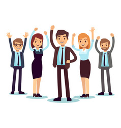 Happy excited business people employees jumping Vector Image