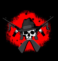 Skeleton gangster with guns Royalty Free Vector Image