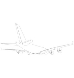 Drawing of wire-frame airplane top view Royalty Free Vector