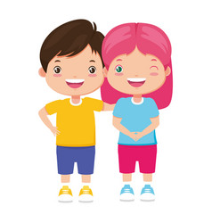 Happy boy and girl Royalty Free Vector Image - VectorStock