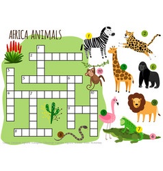 Shadow matching game with cute african animals Vector Image