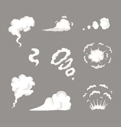 Cartoon smoke vfx comic bang clouds explosion of Vector Image