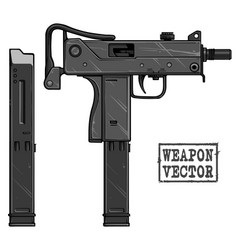 Realistic weapons uzi automatic gun 3d military vector image