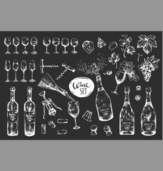 Hand drawn vintage wine icons Royalty Free Vector Image