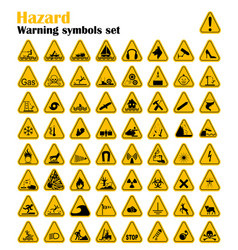 Warning hazard triangle signs set Royalty Free Vector Image