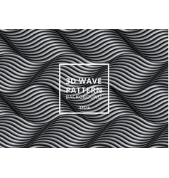 Abstract black and white striped 3d waves Vector Image