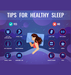 Tips for better sleep flat icon set Royalty Free Vector