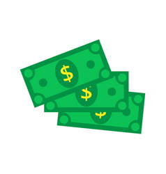 Cash icon in flat style dollar banknote green Vector Image