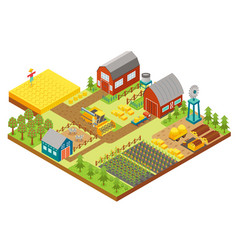 Rural farm 3d isometric template concept with mill