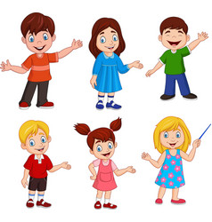 Cartoon kids with different posing Royalty Free Vector Image