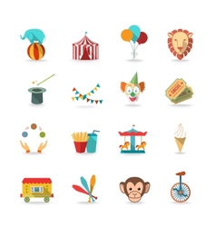 Circus vintage colored icons set Royalty Free Vector Image
