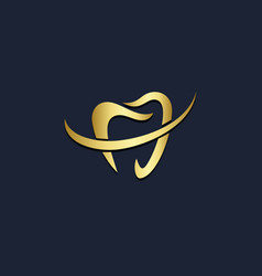 Dental tooth abstract gold logo Royalty Free Vector Image