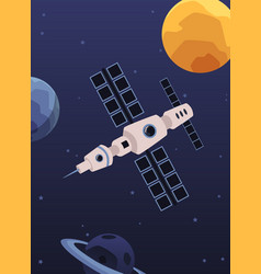 Movie poster with planets moon stars and space Vector Image