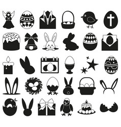 Black and white easter bunny head silhouette Vector Image
