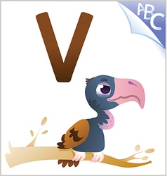 Letter v with vulture animal for kids abc Vector Image