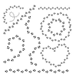 Set animal track shapes dog or cat paw print paw Vector Image