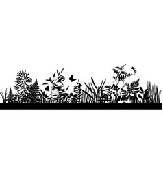 A set of black silhouettes of meadow wild grasses Vector Image