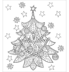 Merry Christmas Zentangle Fir Tree Doodle Vector Image