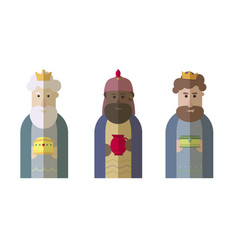 Three wisemen cartoons icon epiphany day holy Vector Image