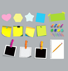 Yellow green rosy blue sticky notes attached Vector Image