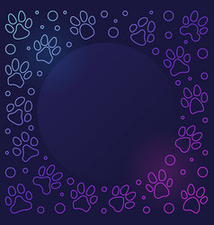 Black animal paw prints round frame border Vector Image