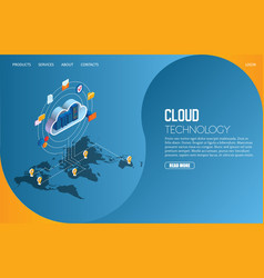 Data transfer landing page website template Vector Image