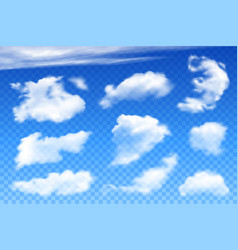 Blue sky background with white clouds and sun Vector Image