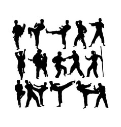 Karate judo and silhouette logo Royalty Free Vector Image