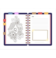 Flat Design Opened Notepad Sketchbook Diary Vector Image