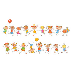 Cute kids paint drawings on wall Royalty Free Vector Image