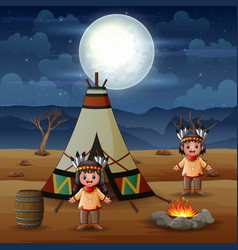 Cartoon indian chief Royalty Free Vector Image