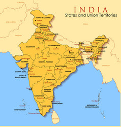 Detailed map of india asia with all states and Vector Image