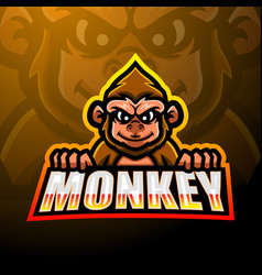 Monkey mascot esport logo design Royalty Free Vector Image