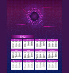 Futuristic yearly calendar 2022 week starts sunday
