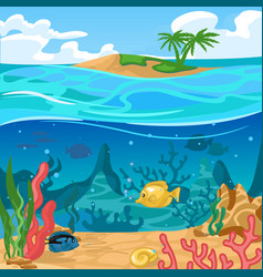 Cartoon sea underwater scene color background Vector Image