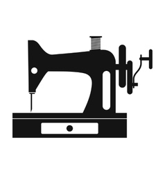 Black old sewing machine flat icon Royalty Free Vector Image