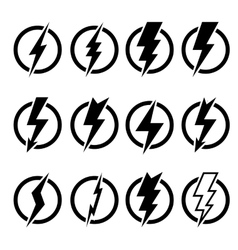 Lightning bolt signs on white Royalty Free Vector Image