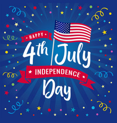 Independence day with american confetti and ribbon