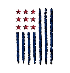 Download American Flag with Thin Blue Line Grunge Aged Vector Image