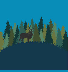 Pine and deer Royalty Free Vector Image - VectorStock