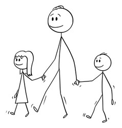 Cartoon man or father walking together Royalty Free Vector