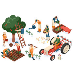 Farmer at work flat icons set Royalty Free Vector Image