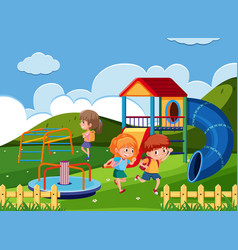 Scene with children playing in park Royalty Free Vector