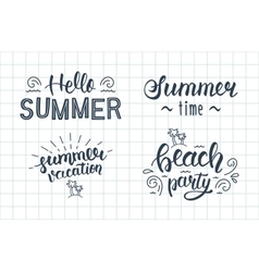 Colorful summer hand lettering set Summer Vector Image