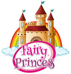 Font design for word a fairy tale with big castle Vector Image