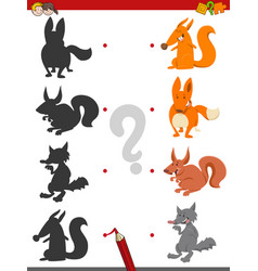 Animal shadow matching game template Royalty Free Vector