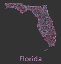 Florida line art map Royalty Free Vector Image